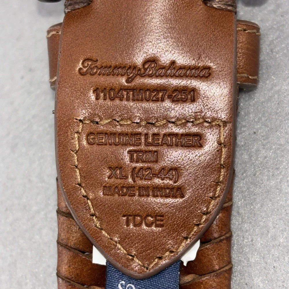 Tommy Bahama Men's Brown Braided Stretch Leather Belt XL 42-44 Woven Casual EUC